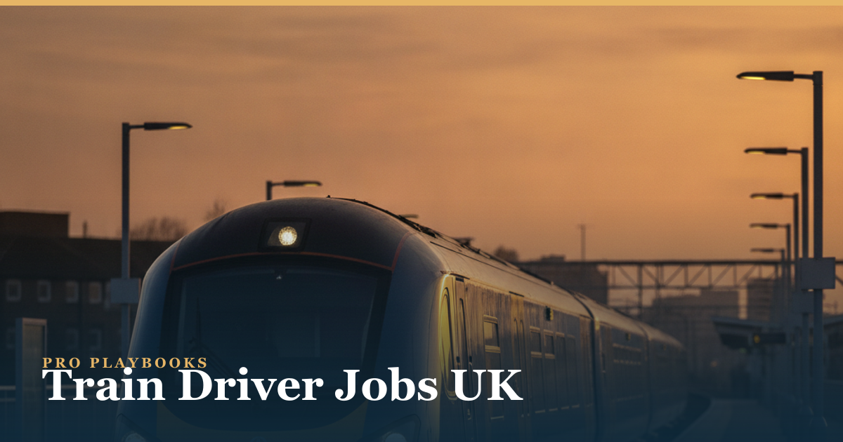 Train driver jobs UK guide cover showing how to become a trainee train driver in 2026